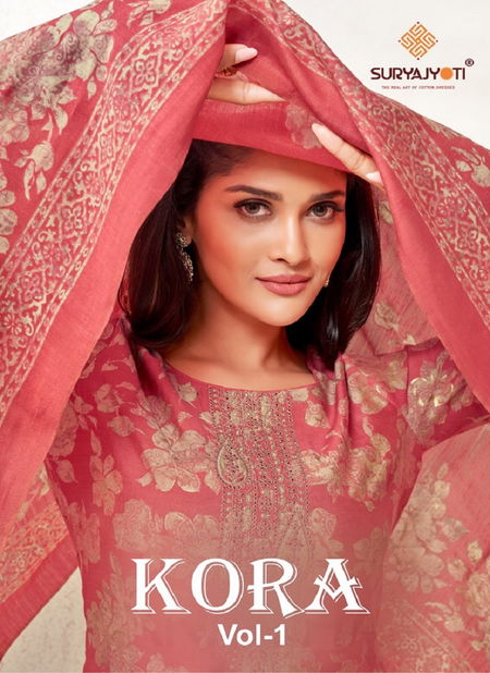 Kora Vol 1 By Suryajyoti Neck Embroidery Designer Dress Material Manufacturers Catalog