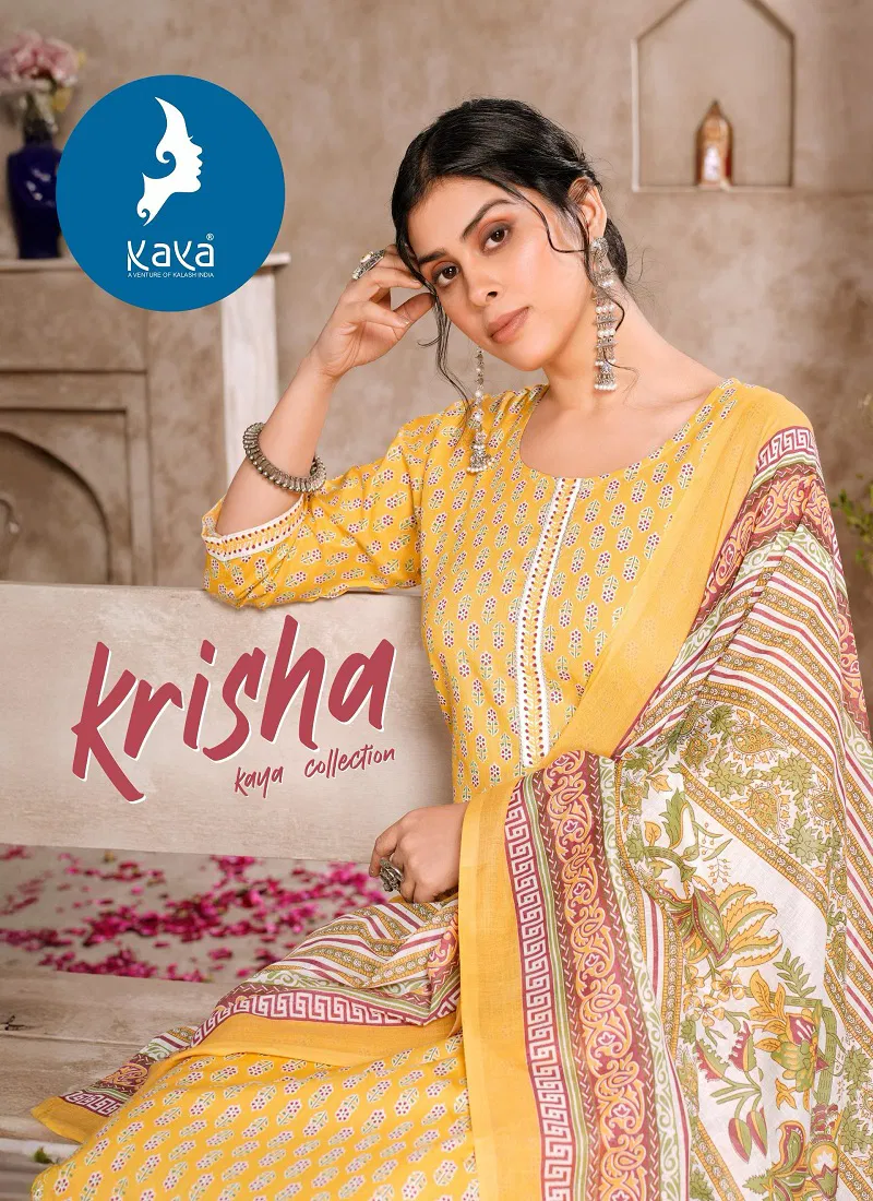 Krisha By Kaya Cotton Printed Kurti With Bottom Dupatta Suppliers In India