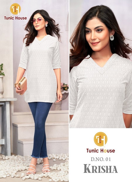 Krisha By Tunic House Viscous Rayon Chikankari Kurta Wholesale In India
