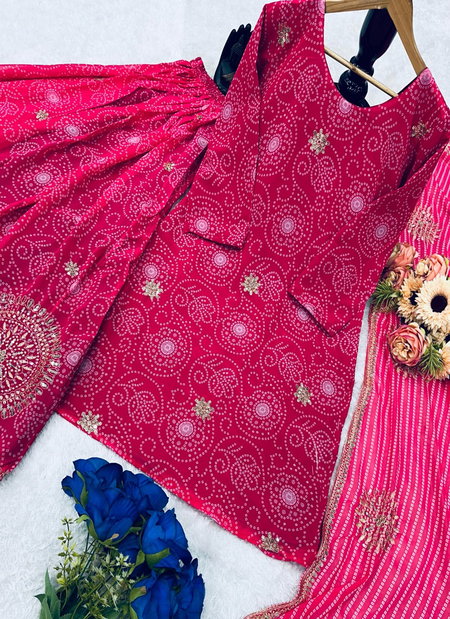 Krishi Bandhani Printed Georgette Sharara Readymade Suits Wholesale Price In Surat
