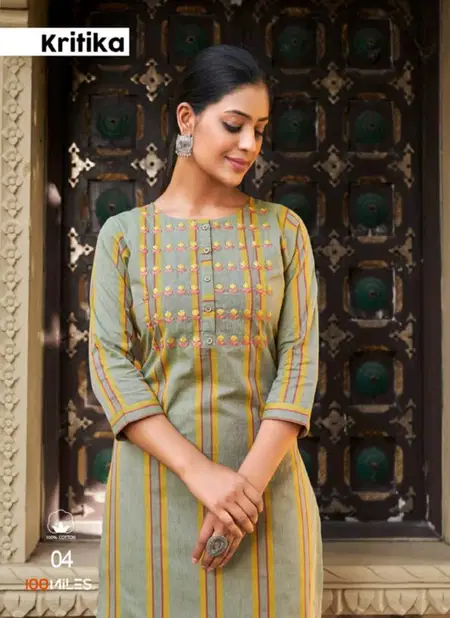 Kritika By 100miles Pure Cotton Printed Embroidered Kurti Suppliers In India Catalog