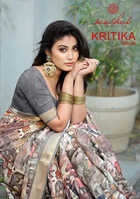 Kritika Vol 5 By Kashvi Dull Moss Kasab Daily Wear Saree Exporters In India