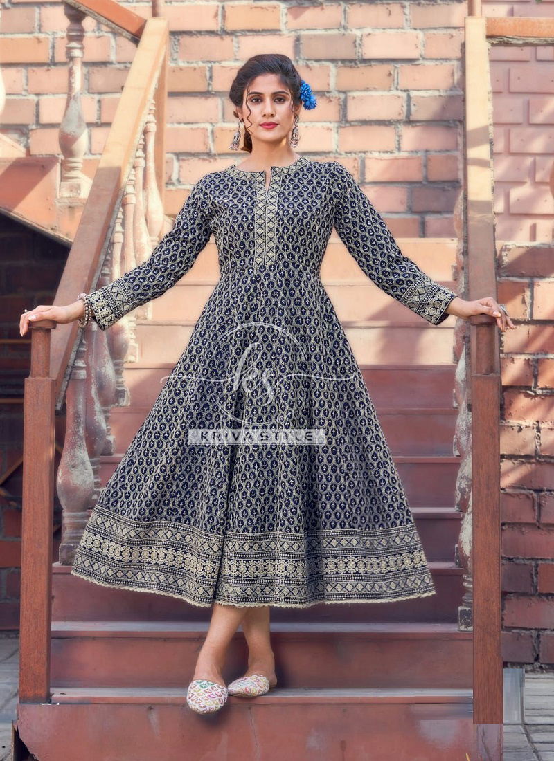 Kriva Aaina New Designer Ethnic Wear Rayon  Anarkali Kurti Collection Catalog
