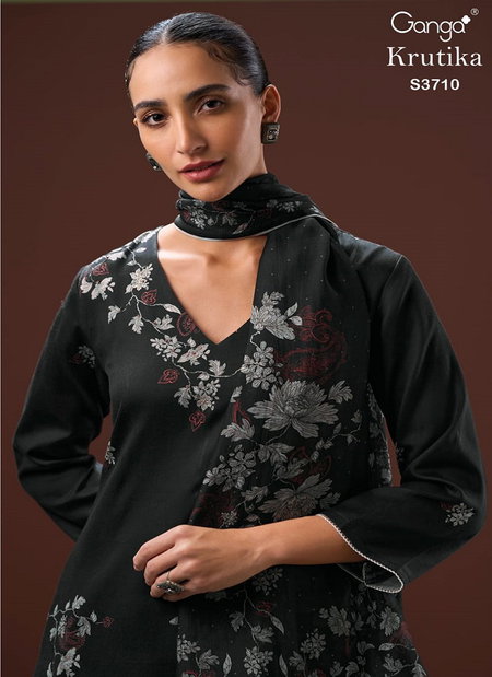 Krutika 3710 By Ganga Cotton Satin Wholesale Salwar Suit Suppliers In Mumbai