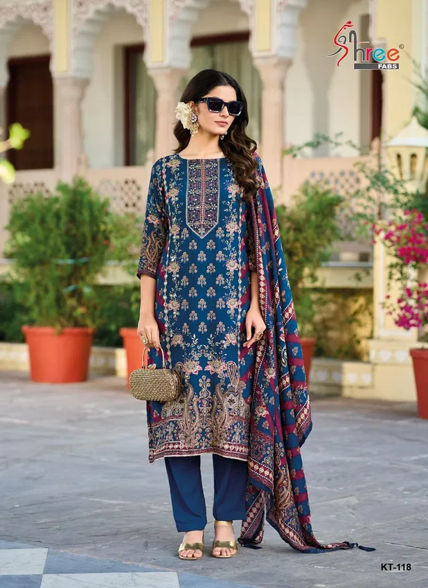 Kt 118 By Shree Fabs Viscose Maslin Digital Printed Salwar Suits Wholesalers In Delhi