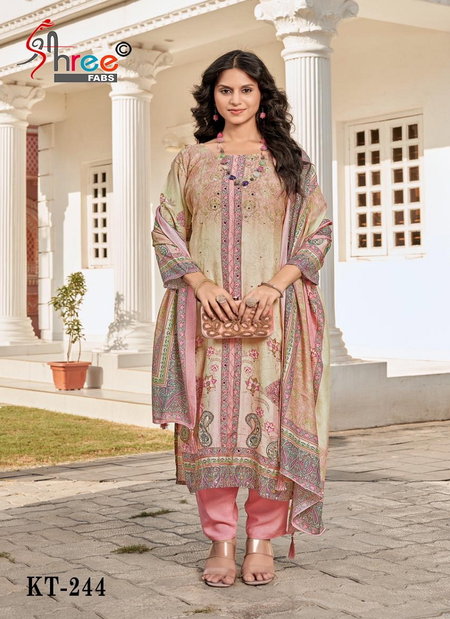 Kt 244 By Shree Viscose Maslin Printed Salwar Suits Exporters In India
