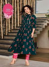 Kudi 1 Latest Fancy Designer Flair Style Ethnic Wear Rayon Long Printed Kurtis Collection
