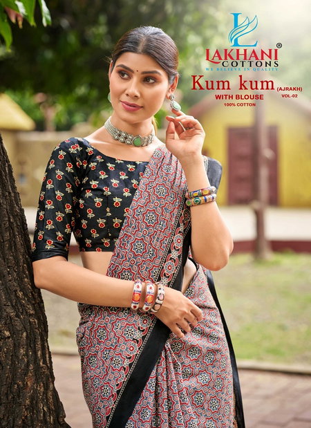 Kum Kum Ajrakh Vol 2 By Lakhani Cotton Printed Surat Saree Wholesale Market