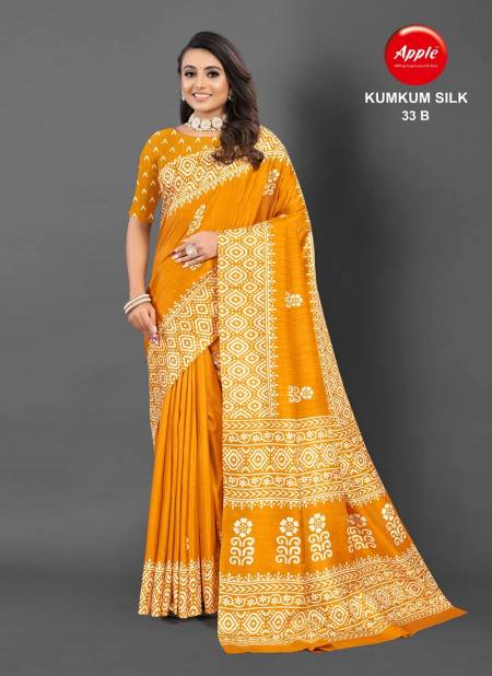 Kumkum 33 By Apple Daily Wear Cotton Printed Sarees Wholesale Price In Surat
 Catalog