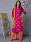 Kushal Meri Gold 4 Kurti With Plazzo And Dupatta Rayon Readymade Dress Collection