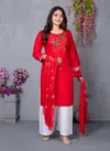 Kushal Sanorita Kurti With Plazzo And Dupatta Rayon Readymade Dress Collection