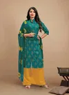 Kushals Meri Gold 3 Fancy Rayon Printed Regular Wear Kurti With Plazzo And Dupatta Collection