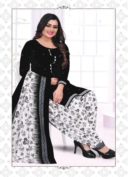 Laado Black And White 3 Cotton Casual Daily Wear Printed Drees Material Collection Catalog