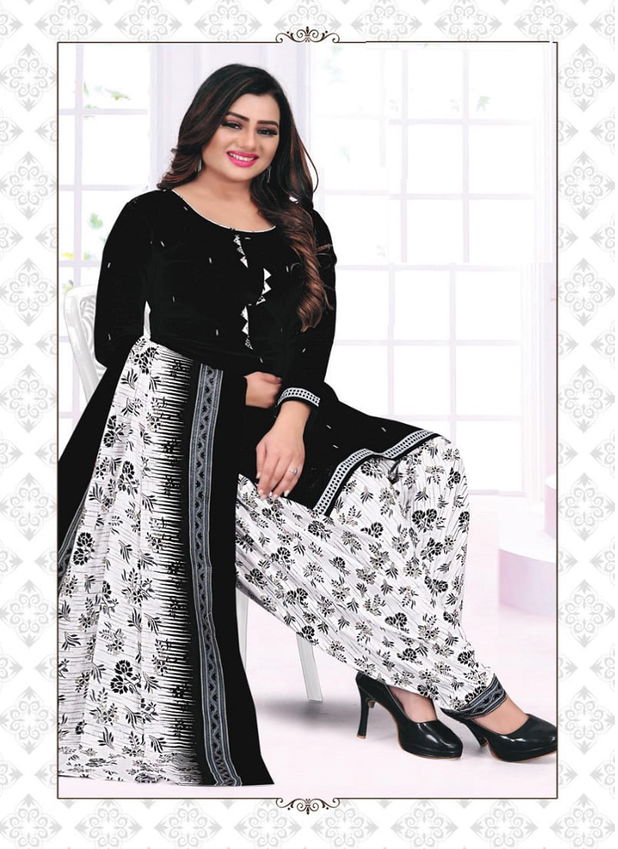 Laado Black And White 3 Cotton Casual Daily Wear Printed Drees Material Collection