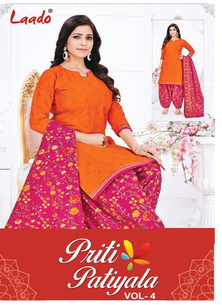 Laado Priti Patiyala Vol 4 Latest Designer Printed Pure Cotton Casual Wear Dress Material Collection  Catalog