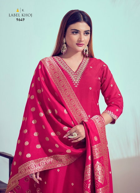 Label Khoj 9649 To 9708 Nx Roman Silk embroidery Readymade Suits Exporters In India