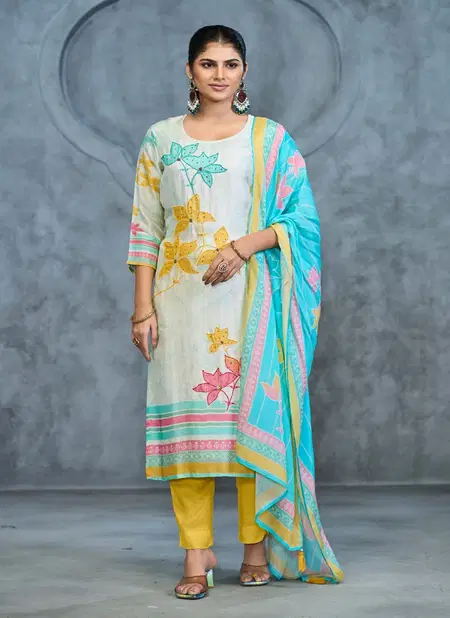 Label Khoj 9750 Viscose Muslin Printed Kurti With Bottom Dupatta Wholesale Shop In Surat
 Catalog