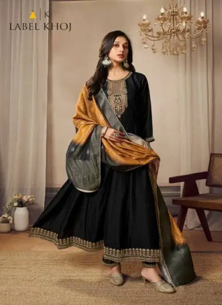 Label Khoj 9797 Silk Full Flair Anarkali Readymade Suits Exporters In India
