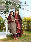 Ladies Flavour Aarohi 4 Latest Fancy Festive Wear Chinon lining with Embroidery Work Top With Bottom And Viscose Dupatta Ready Made Wear Collection
