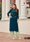 Ladies Flavour Ginni 3 Latest Designer Party Wear Embroidery Worked Rayon Kurti With Plazzo Collection
