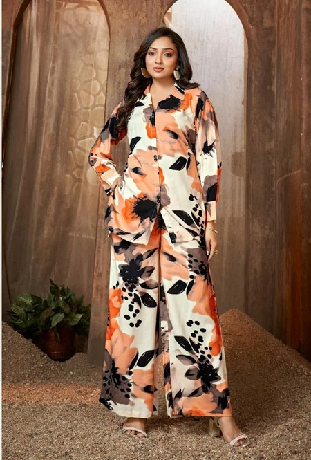 Ladies Flavour 3242 And 3243 Rayon Discharge Printed Co Ord Set Wholesale In India