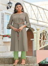 Ladyview Beltom Rayon Embroidery Work Kurtis With Attached Belt and Pant Collection
