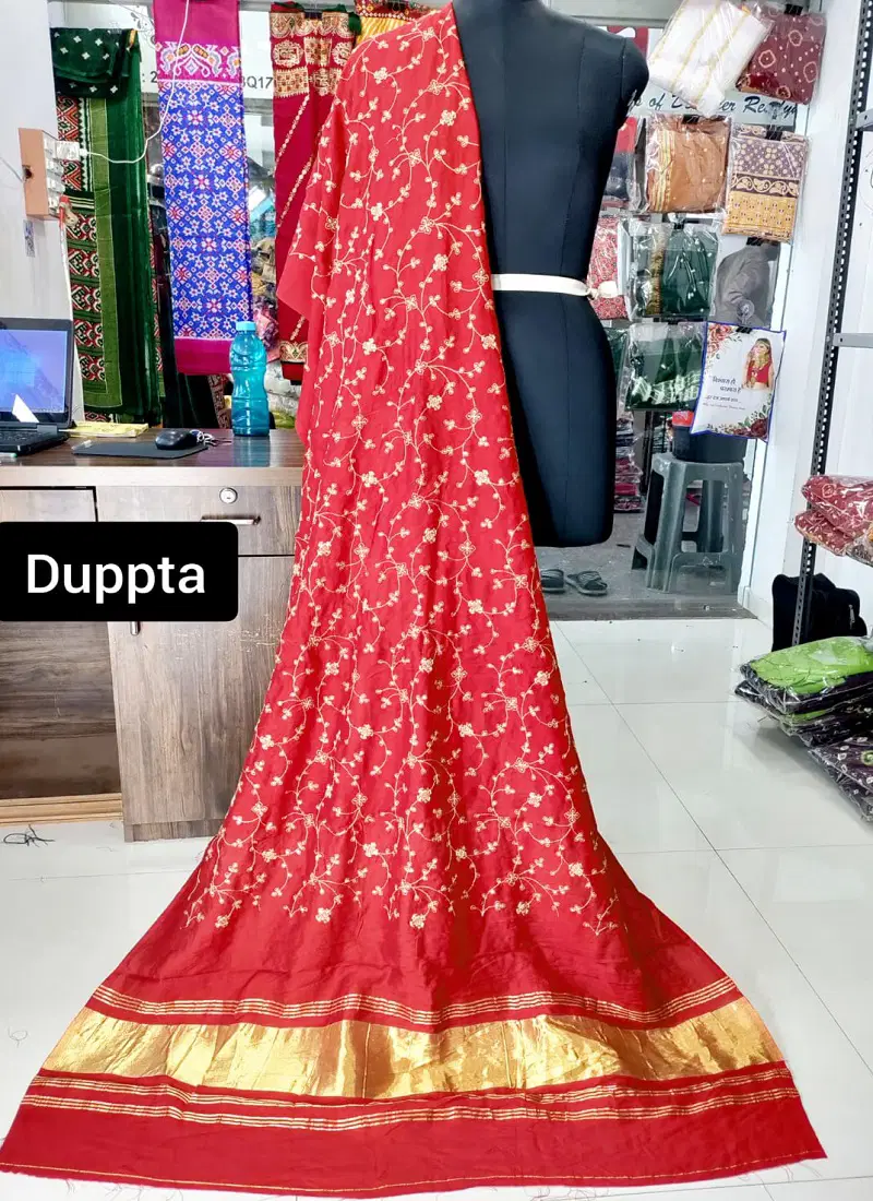 Lagadi Patta Work Chandery Silk Designer Dupatta Wholesale Online