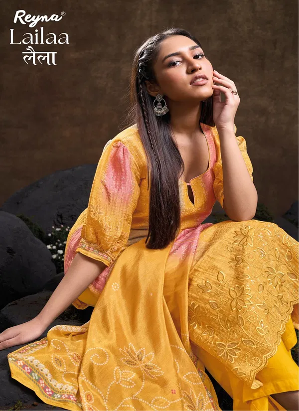 Lailaa By Reyna Vintage Silk Printed Salwar Kameez Suppliers In India