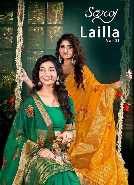 Lailla Vol 1 By Saroj Embroidery Organza Party Wear Sarees Wholesalers In Delhi
