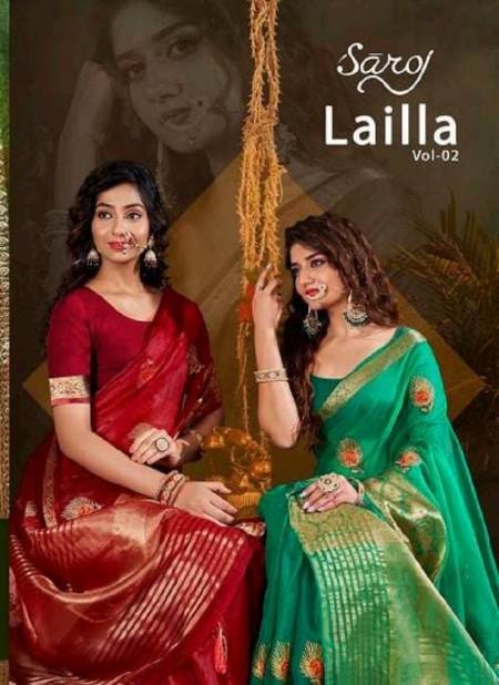 Lailla Vol 2 By Saroj Embroidery Organza Party Wear Sarees Wholesale Market In Surat
