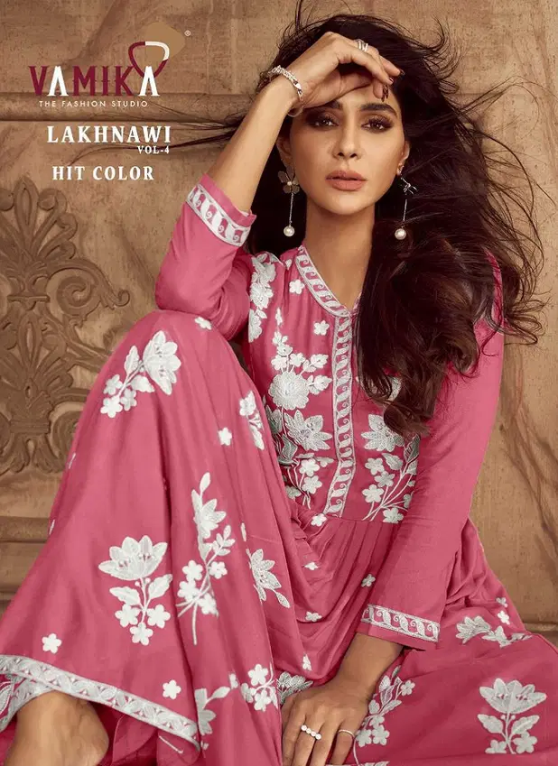 Lakhnavi Vol 4 4 Hit Color By Vamika Rayon Readymade Suits Exporters In India