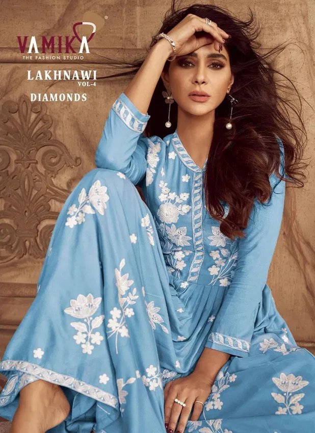 Lakhnavi Vol 4 Diamonds By Vamika Rayon Readymade Suits Suppliers In India