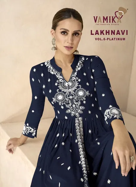 Lakhnavi Vol 6 Platinum By Vamika Designer Heavy Readymade Suits Wholesale Shop In Surat
 Catalog