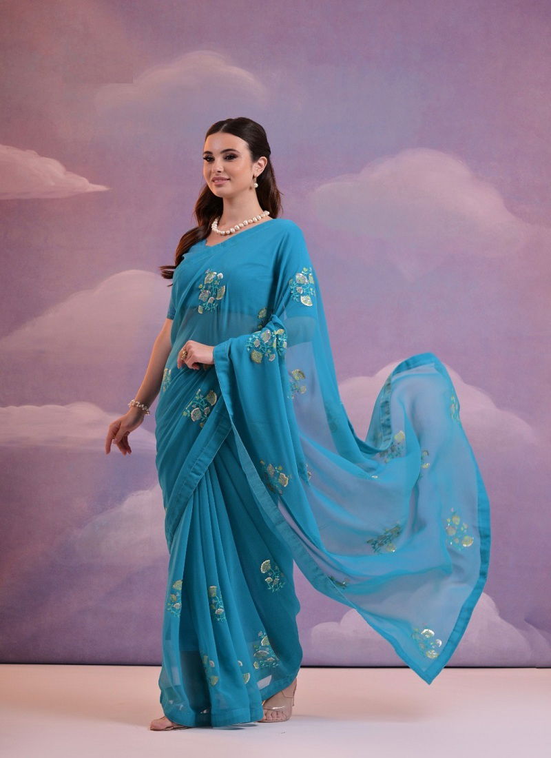 Lalita By Fashion Berry HV045 Georgette Flower Embroidery Saree Wholesale Online Catalog