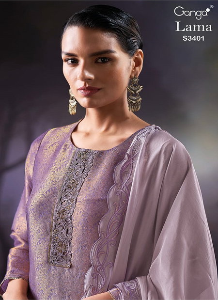 Lama 3401 By Ganga Bemberg Silk Designer Salwar Kameez Exporters In India