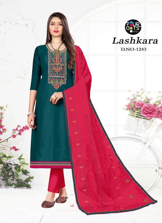 Lashkara By Four Dots Jam Silk Cotton Dress Material Wholesale Market In Surat