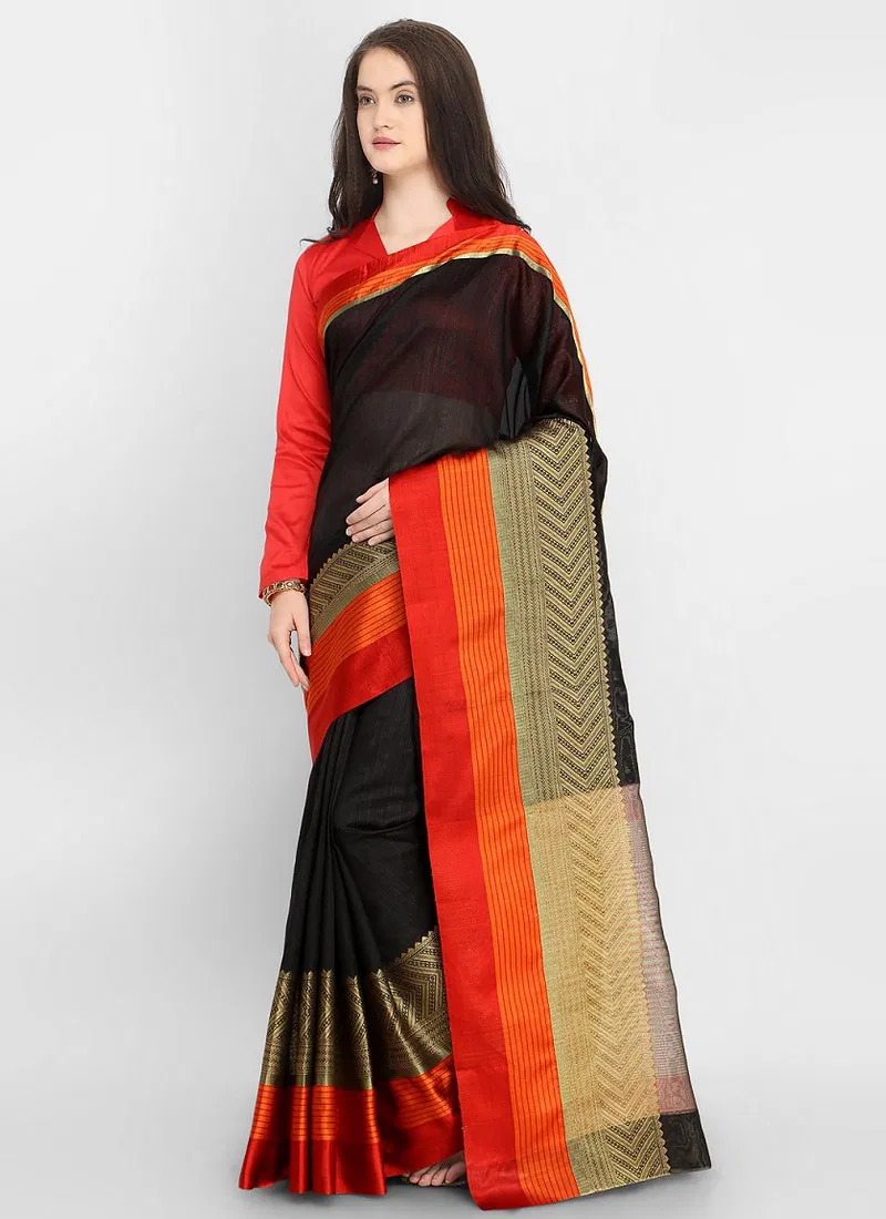 Latest Beautiful Designer Bordered Casual Wear Silk Saree Collection  