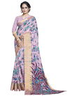Latest Designer Casual Wear LInen With Zari Border Saree Collection 
