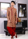 Latest Designer Wedding Skerwani Collection of Mens With Embroidery Work And Dhoti Pattern 