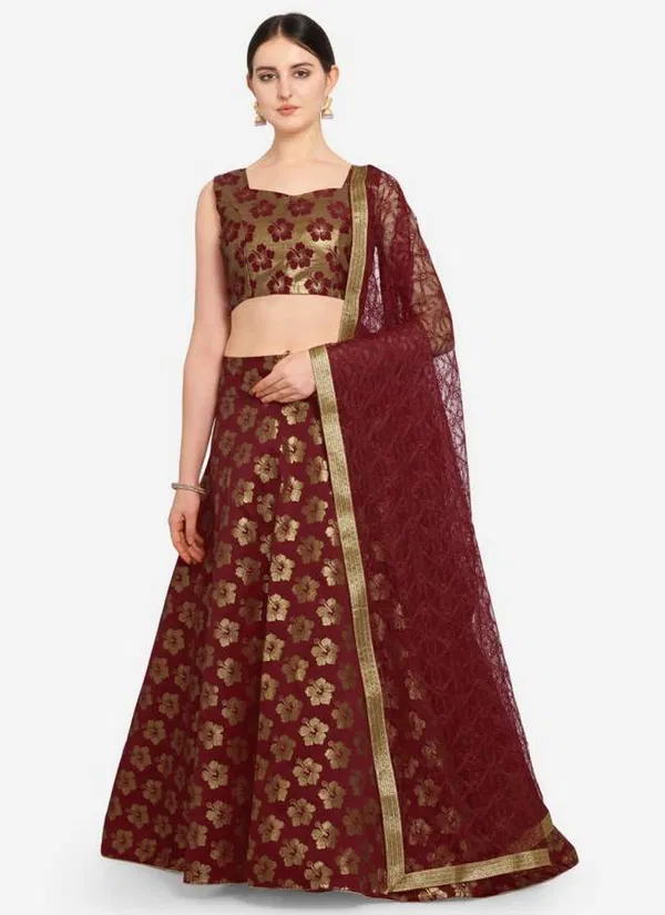 Latest Jacquard Wedding Lehenga Collection With Fancy Border Dupatta 