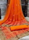 Latest Stylish Fancy Party Wear Designer Full Net Saree With Embroidery Work Stone Work Saree Collection 
