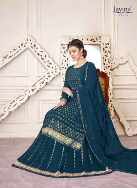 Lavina Vol 117 Latest Heavy Embroidery Sequence Work Georgette  Designer Salwar Suits With Diamond Work Embroidery Lace Patti Dupatta  Catalog