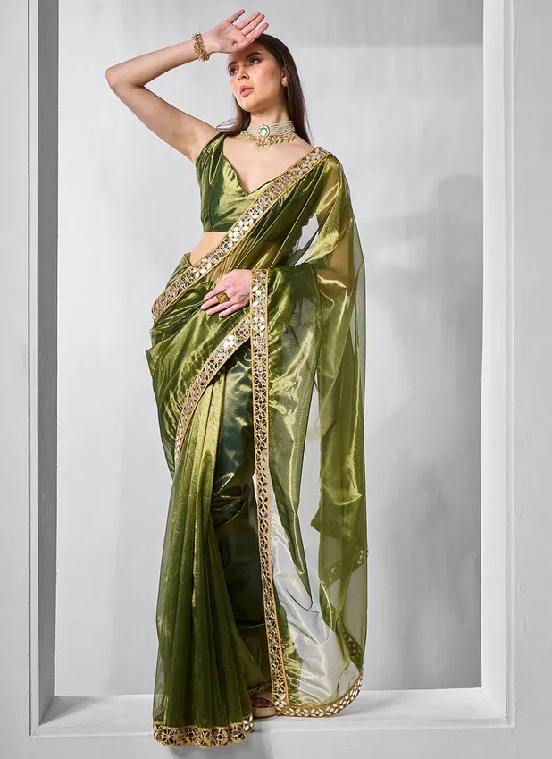 Laxminam OP 777 Designer Gold Tissue Net Saree Wholesale Market In Surat