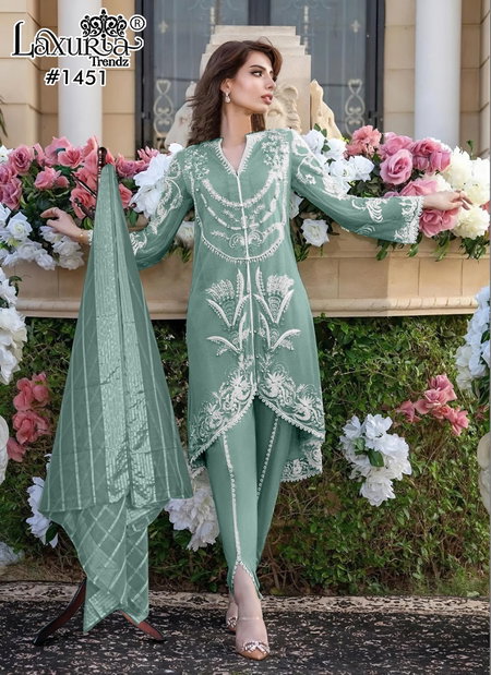 Laxuria Trendz 1451 Faux Georgette Pakistani Readymade Suits Wholesale Shop In Surat