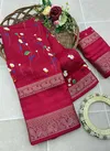 LC 111 Flower Print Pure Dola Silk Jacquard Border Designer Sarees Manufacturers
