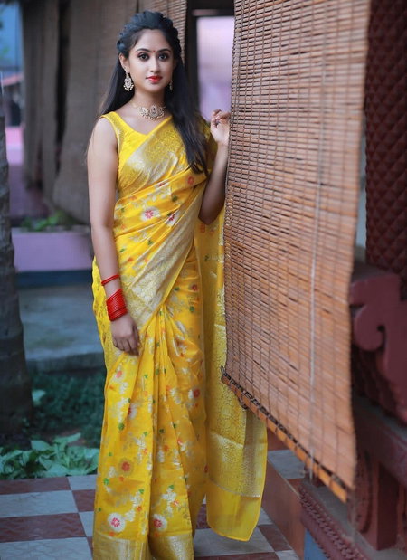 LC 74 By Laabh Gold Zari Banarasi Khadi Georgette Silk Sarees Wholesale Market In Surat