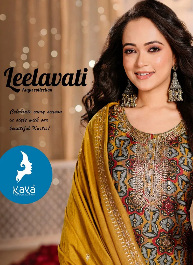 Leelawati By Kaya Modal Printed Kurti With Bottom Dupatta Suppliers In India