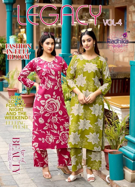 Legacy Vol 4 By Radhika Rayon Printed Co Ord Set Wholesale Shop In Surat
