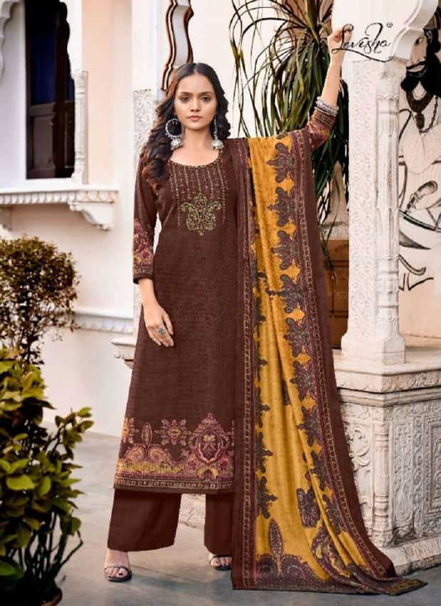 Levisha Nikhaar Printed Pashmina Dress Material Catalog
