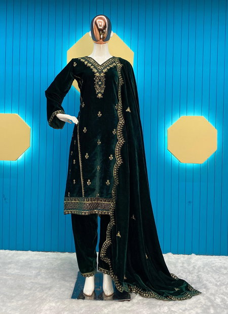 LG 1199 Heavy Viscose Velvet Embroidery Readymade Suits